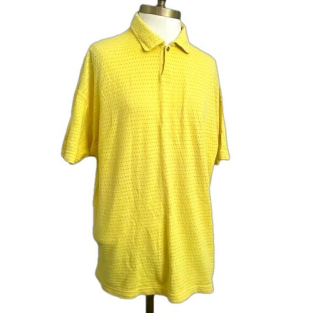 Vintage Versace Yellow Short Sleeve Polo Shirt - 50/XL, made in Italy 🇮🇹